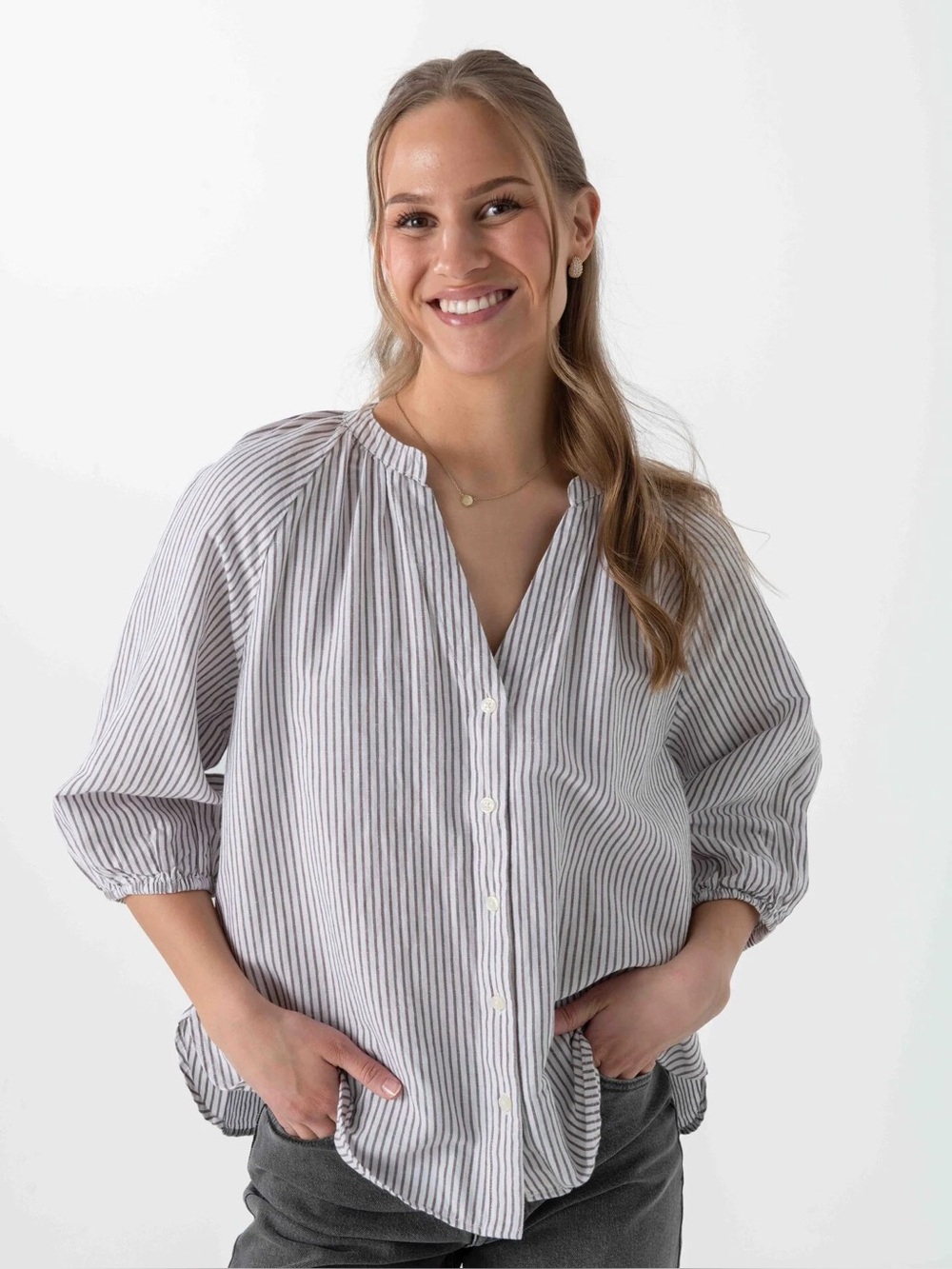 Lucky Brand Striped Poet Blouse